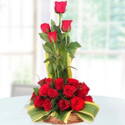 20 Red Roses Basket Arrangement